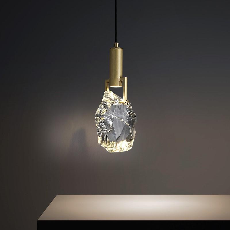 All-copper Original Stone Crystal Bedroom Bedside Small Chandelier Decorative Chandelier