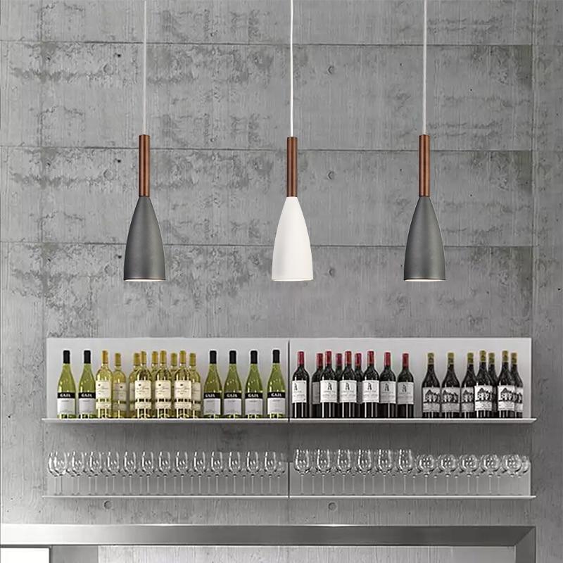 Nordic Minimalism Droplight E27 Aluminum Wood Pendant Lights, Home Restaurant Decor Lighting Lamp And Bar Showcase Spot Light