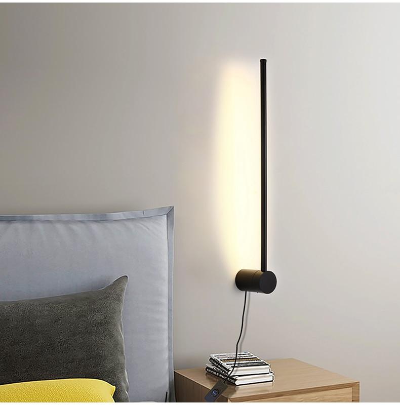 RGB Minimalist long strip LED wall lamps Modern living room bedroom bedside plug in wall lamp background wall sconce LED lamps