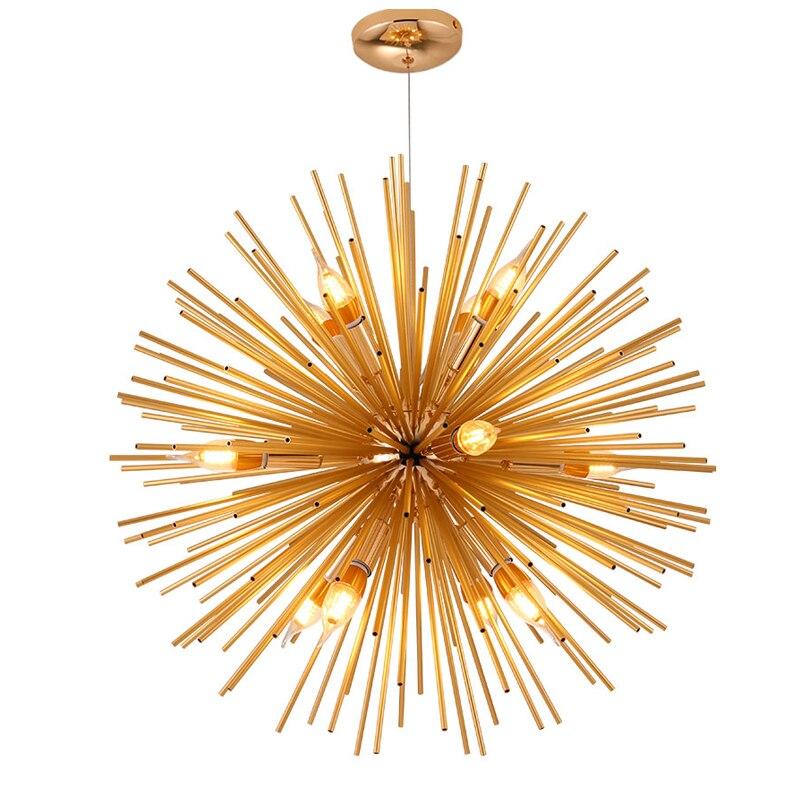 Golden Dandelion Metal Designer Pendant Light Stainless Steel Bayonet Geometric Ball Pendant Lamp Hanging Lamps