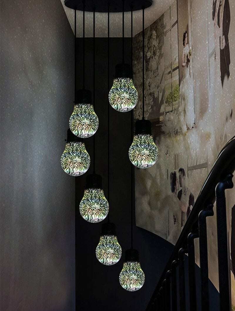 Modern 3D Colorful Nordic Starry Sky Hanging Glass Shade Pendant Lamp Lights E27 LED For Kitchen Restaurant Living Room