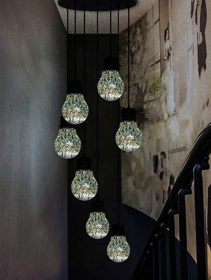 Modern 3D Colorful Nordic Starry Sky Hanging Glass Shade Pendant Lamp Lights E27 LED For Kitchen Restaurant Living Room
