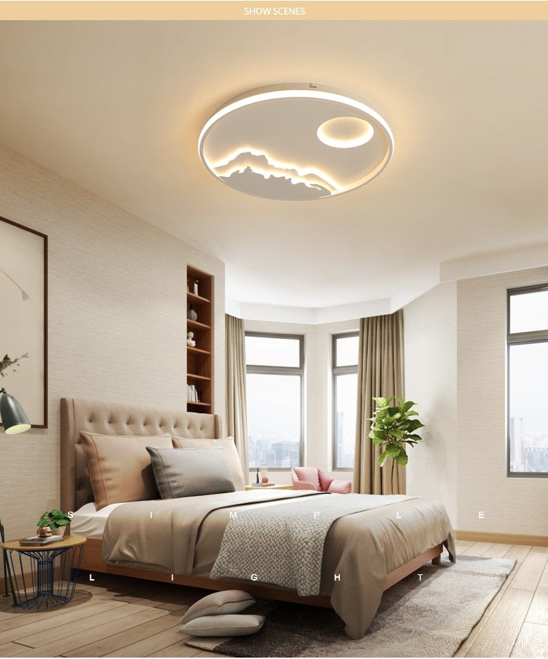 Ceiling Light Led Sun On Mountain Living Room Dining Room Bedroom Study Room Kitchen Ceiling Lamp Round Nordic Children