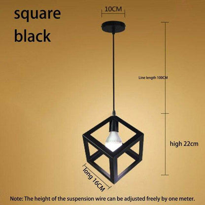 Nordic Retro Creative Geometry Pendant Lights E27 Loft Simple Personality Single-head Restaurant Coffee Shop Iron Light
