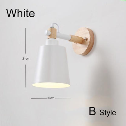Nordic Wood Wall Lights Bedroom Beside LED Lights Black & White Modern E27 Wall Lamps LED Restaurant Bar Lighting E27 ZBD0016