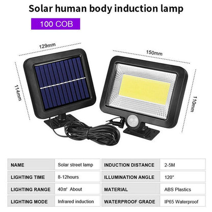 50W Waterproof PIR Security Wall Light 100 LED Outdoor Solar Power Motion Sensor Garden Floodlight Street Lighting New S25