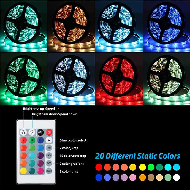 20M (4x5M) App Intelligent Control Bluetooth Music Sync Flexible Led Strip Lights 2835 RGB SMD 1080 LEDs IR 24 Key Bluetooth Controller with 12V Adapter Kit