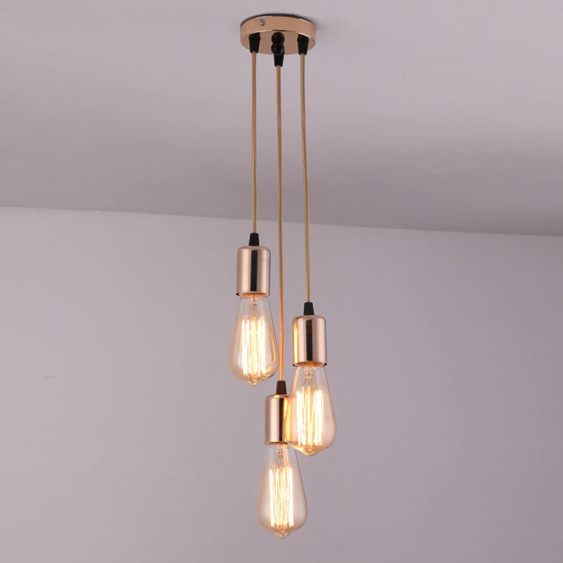 Female ceiling chandelier multi-head chandelier creative restaurant clothing store chandelier retro industrial wind braided wire lamp