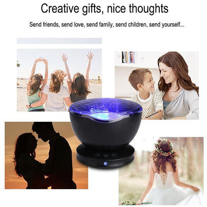 Hanging Night Light Projector Ocean Blue Sea Waves Projection Lamp With Mini Speaker Ocean Waves Night Light