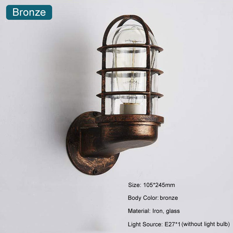Retro Glass Wall Light Industrial Outdoor Indoor Waterproof LED Wall Lamp Bar Cafe Decora Lighting