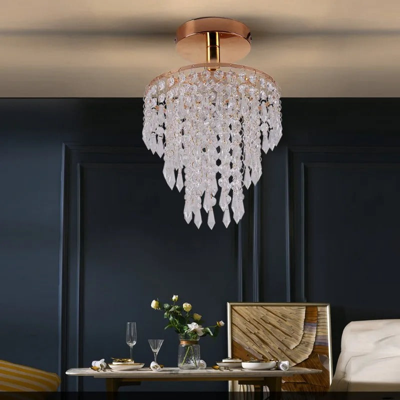 Luxury E27 3 Layers Sharp Beads Crystal Ceiling Lights Home Appliance Fixtures Decoration Lamp Living Room Decor
