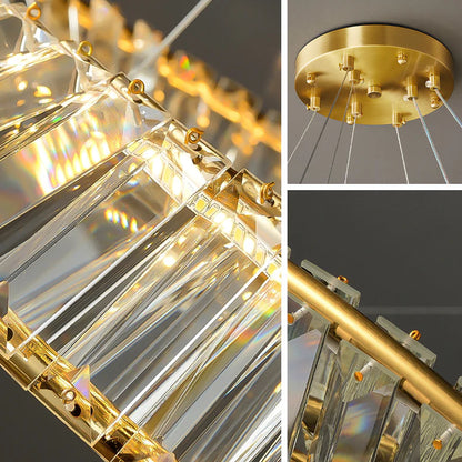 Dimmable Crystal Chandeliers Lighting Modern Ring Pendant Light LED Lamp Fixtures for Dining Room Livingroom Bedroom Kitchen