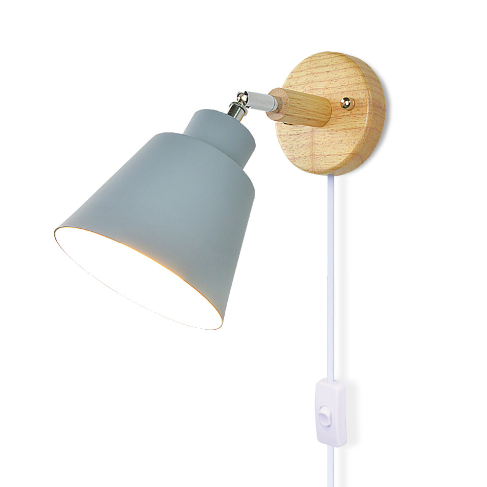 Nordic Wall light Indoor DIY E27 Wooden 6 Colors EU/UL Plug 350° Wall lamps