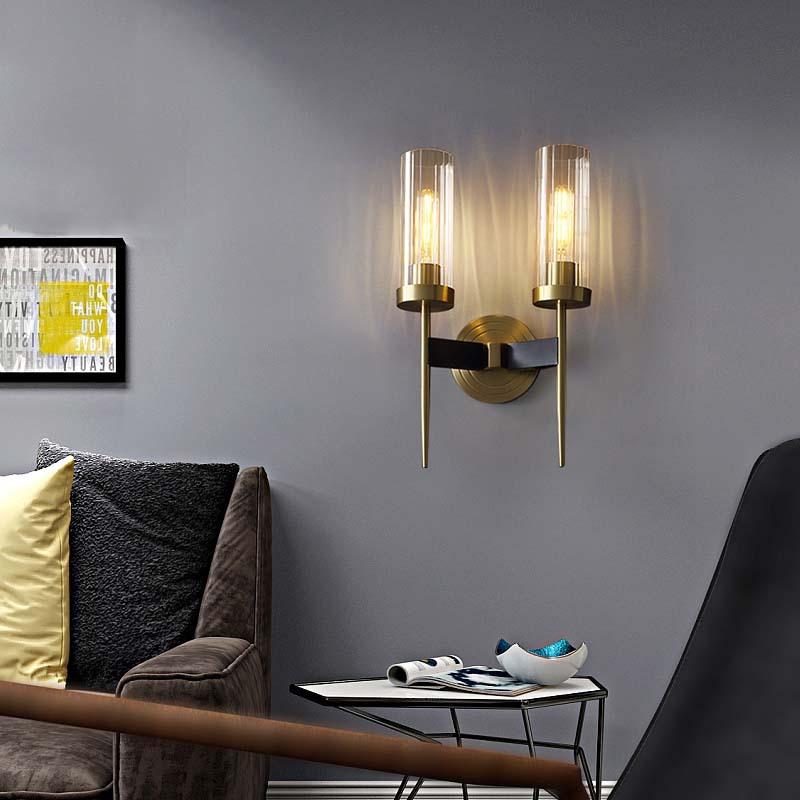 American Modern Minimalist Light Luxury Bedroom Lamps All Copper Wall Lamps