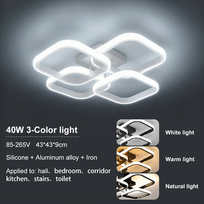 Modern 40W LED Ceiling Light 4 Square Living Room Bedroom Restaurant Hotel Office Study Indoor Home Decorative Lighting Fixture