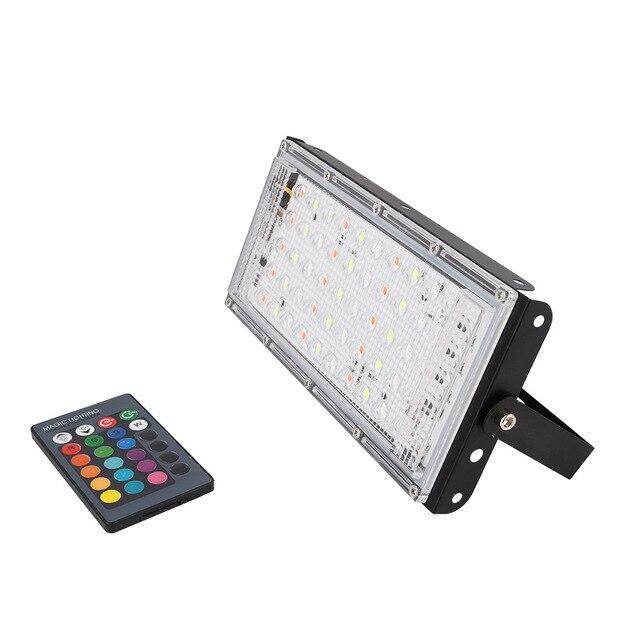 Led Spotlight Outdoor RGB Flood Light 50W 100W AC Waterproof IP66 Reflector Projector Lamp With Color Remote Controller