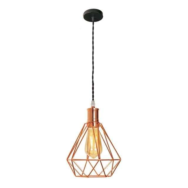 Modern Plating Metal Cage Pendant Lamp,Vintage Plating Rose Gold Birdcage Creative Hanging Lamp For Restaurant Living Room