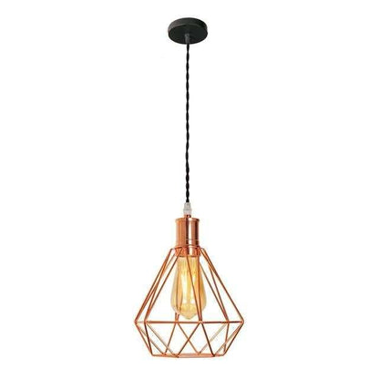 Modern Plating Metal Cage Pendant Lamp,Vintage Plating Rose Gold Birdcage Creative Hanging Lamp For Restaurant Living Room