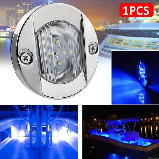 DC Marine Boat Transom LED Stern Light Round Stainless Steel Warm White/White/Blue LED Tail Lamp Yacht Accessory Waterproof