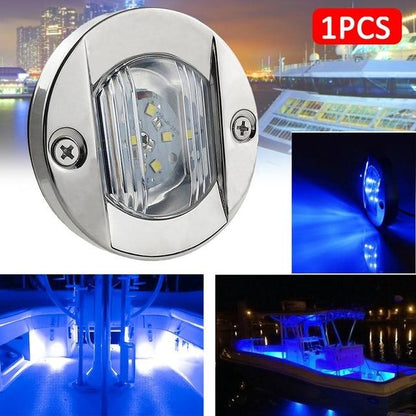 DC Marine Boat Transom LED Stern Light Round Stainless Steel Warm White/White/Blue LED Tail Lamp Yacht Accessory Waterproof