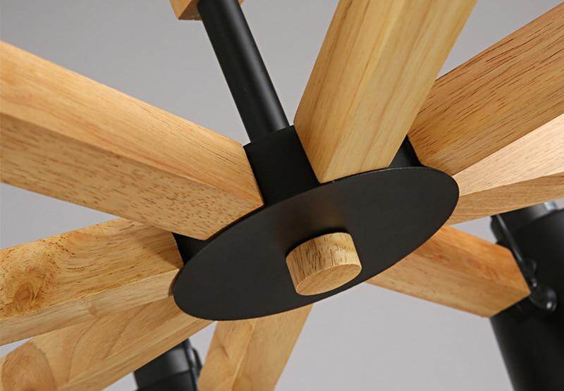 Nordic Simple Wooden E27 LED Steering Chandelier Black&White Two Color Iron Chandelier For Dining Room Living Room Bedroom