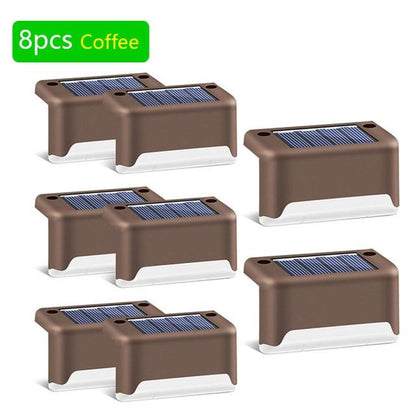 6/8pcs LED Solar Lamp Path Stair Outdoor Waterproof Wall Light Garden Landscape Step Stair Deck Lights Balcony Fence Solar Light