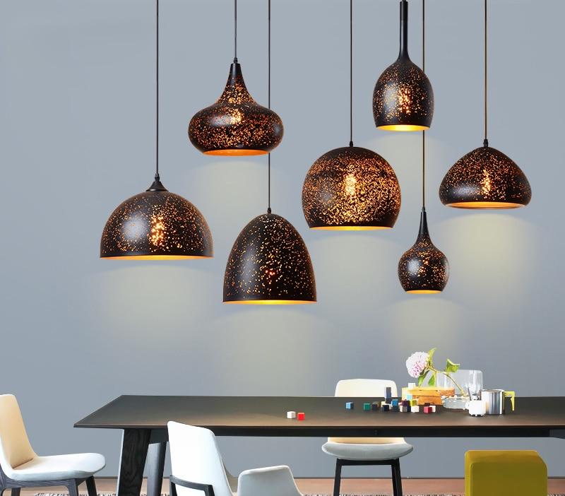 Vintage Pendant Light Iron Loft Nordic Porous Etching Lampshade