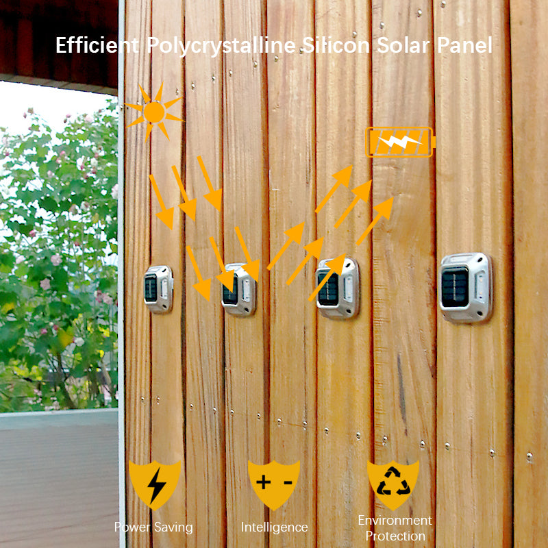 4PCS Solar Dock Lights 8LEDs Deck Driveway Light Outdoor Waterproof Wireless for Path Warning Garden Walkway Sidewalk Steps Deco