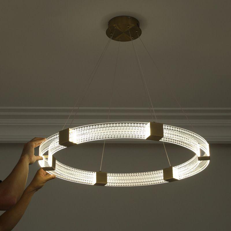 Light Luxury All Copper Living Room Chandelier Modern Simple Ring Shape