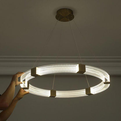 Light Luxury All Copper Living Room Chandelier Modern Simple Ring Shape