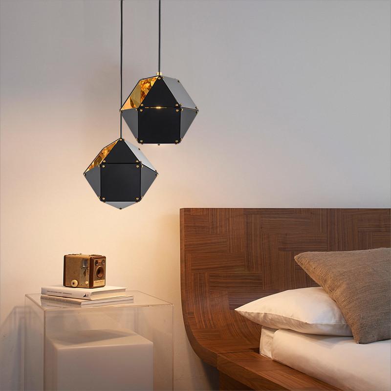 Post-modern Living Room Luxury Chandelier Nordic Personalized Creative Restaurant Polyhedron Mirror Glass Chandelier