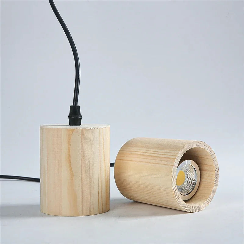 Modern Wooden Pendant Lights Nordic Simple Creative Solid Wood Lamps Pendant Lamp E27
