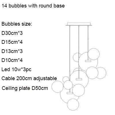 Modern Creative Clear Glass Bubble Ball LED Pendant Llights Kitchen Bedroom Store Cafe Interior Lighting Decorative Hanging Lamp