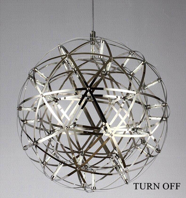 Firework Ball Pendant Lighting Fixtures Chrome/Gold Stainless Steel Lustre Led Nordic Lamp Lobby Hotel Living Room Cafe Hanglamp