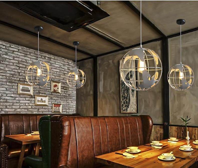 Modern Globe Pendant Lights Black/White Pendant Lamps for Bar/Restaurant Hollow Ball Ceiling Fixtures Pendant Light Globes