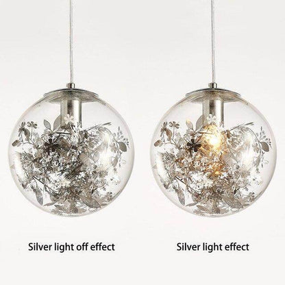 Nordic E27 Pendant Lights Gold And Silver Flower Hanging Lamp Hanglamp Creative Transparent Glass Staircase Loft Home Deco