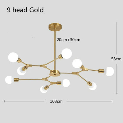 Modern Sputnik Ceiling Chandelier Satellite Hanging Lamp Lustre Light Fixture 3 6 9 Iron Spider Home Living Dining Room Decor