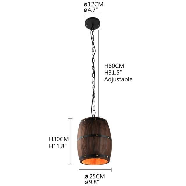 American Modern Nature Loft Wood Wine Barrel E27 Hanging Vintage Pendant Lights For Dining Room Living Room Restaurant Cafe Bar