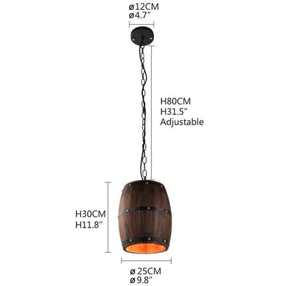 American Modern Nature Loft Wood Wine Barrel E27 Hanging Vintage Pendant Lights For Dining Room Living Room Restaurant Cafe Bar
