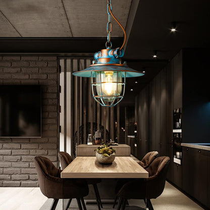 American Retro Industrial Vintage Waterproof Pendant Lamp Chain Loft Ceiling Hanging Lights Iron Glass Metal Cage