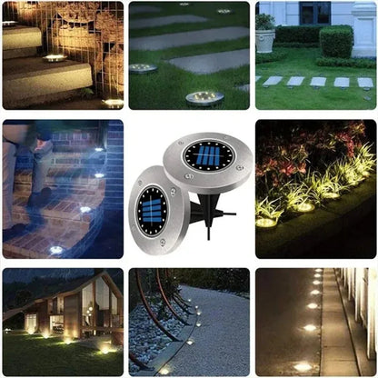 IP65 4 8 12 16LED Solar Underground Lights Stainless Steel Solar Buried Floor Light Outdoor Garden Path Ground Lights