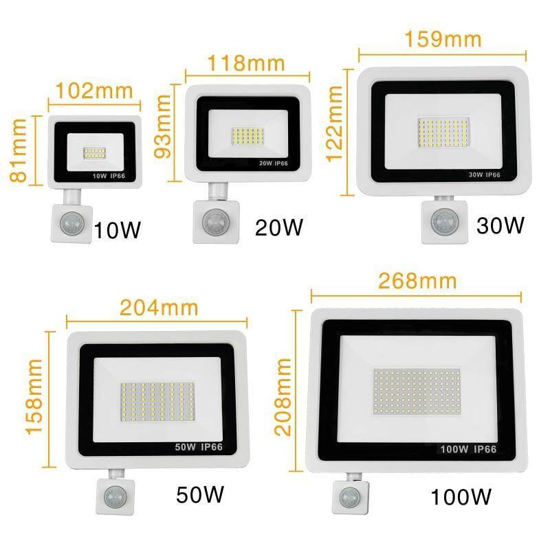 LED Floodlight PIR Motion Sensor LED Spotlight 10W 20W 30W 50W 100W Outdoor Wall Reflector Lighting Waterproof Garden Lamp