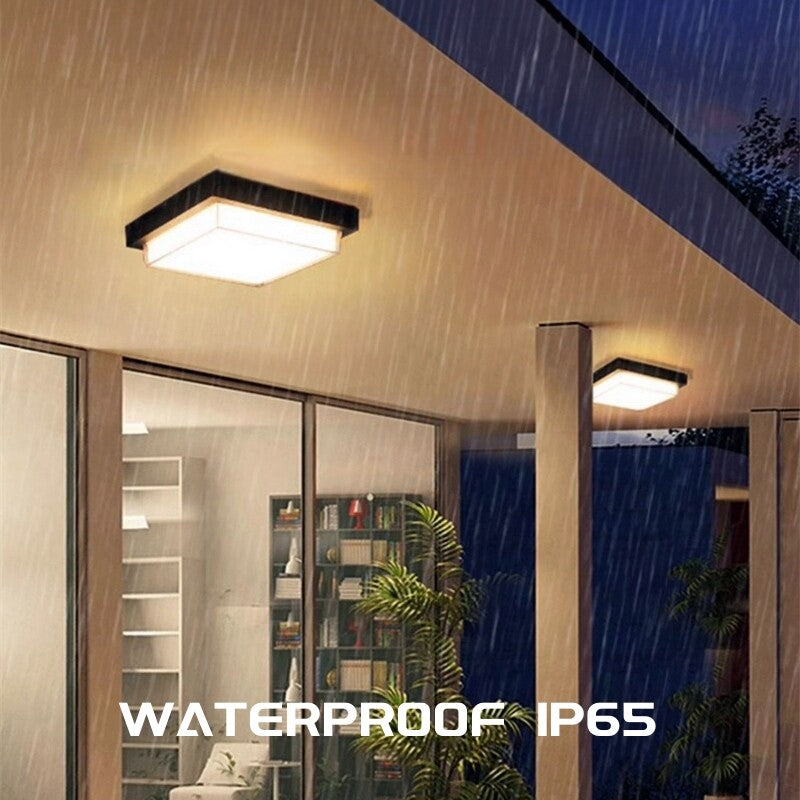 Square Outdoor LED Ceiling Lamp Surface Mounted Waterproof Sconces Garden Exterior Wall Lighting
