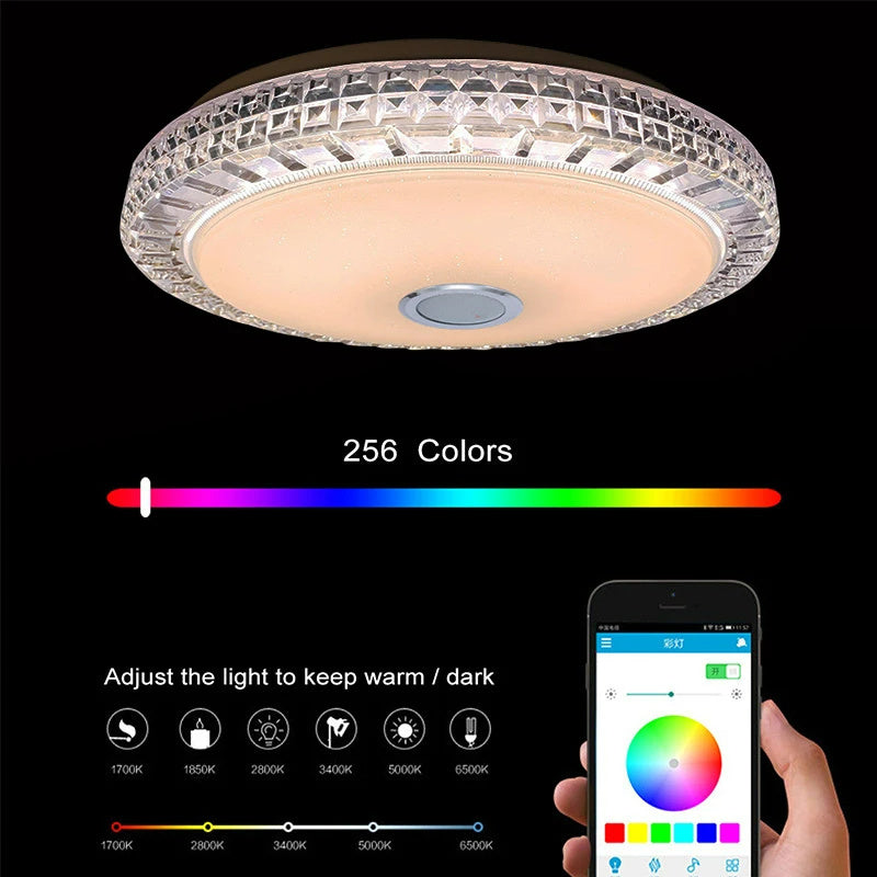 300W Smart Lamp Ceiling RGB LED Lights Dimmable APP Control Bluetooth Speaker Home Bedroom Living Room Ambient Light