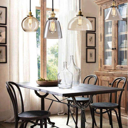 Simple American glass chandelier affordable retro industrial wind cafe bar single head restaurant lighting