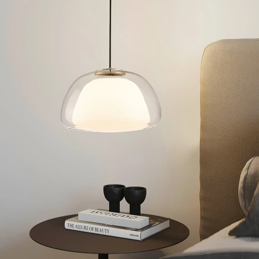 Denmark Design Glass Pendant Lamp Dia 25 40cm Nordic Postmodern Simple Living Dining Room Bedroom Double Glass hanging Lighting