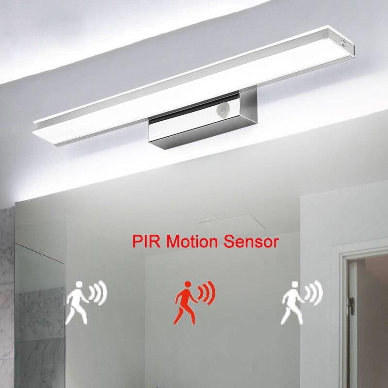 LED Mirror Light 42-52cm PIR Motion Sensor Waterproof Modern Cosmetic Acrylic Wall Lamp For Bathroom Light sconce lamp ZJQ0005