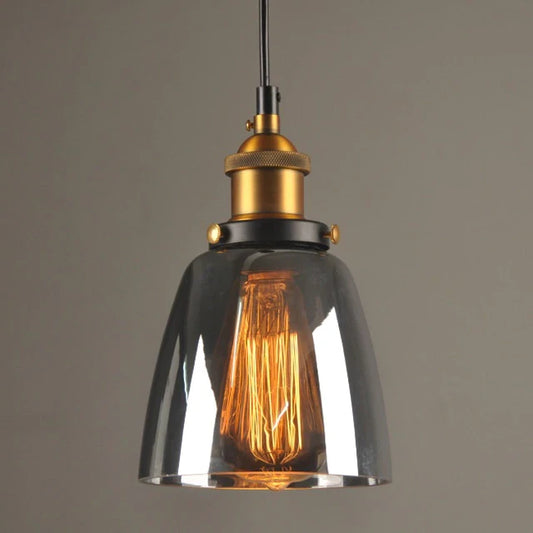 Vintage Pendant Lights Glass Pendant Lamps Loft Industrial Hang Lamp Smoky Grey Lamparas De Techo Colgante Modern Lustre Pendent