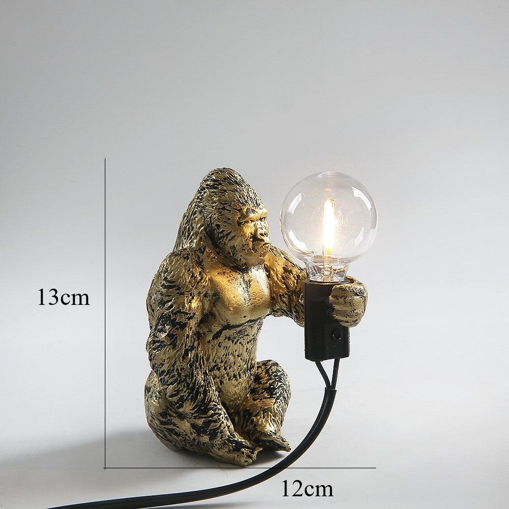 King Kong Gorilla Animal Table Lamp Indoor Resin Decoration Small Night Lamp Creative Crafts Gorilla Table Decor Lamp