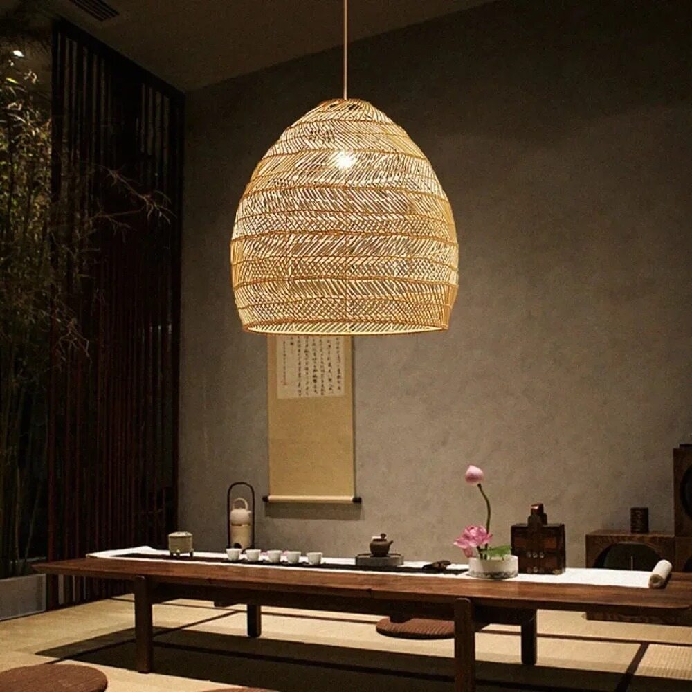 Restaurant Tatami Bedroom Study Lamp Garden B&B LED Living Room Rattan Chandelier